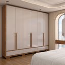 Ver imagem 3 de Guarda-roupa Casal Hill 6 Portas 3 Gavetas 100% Mdf Freijó Trend/off White Tx - Panorama Móveis