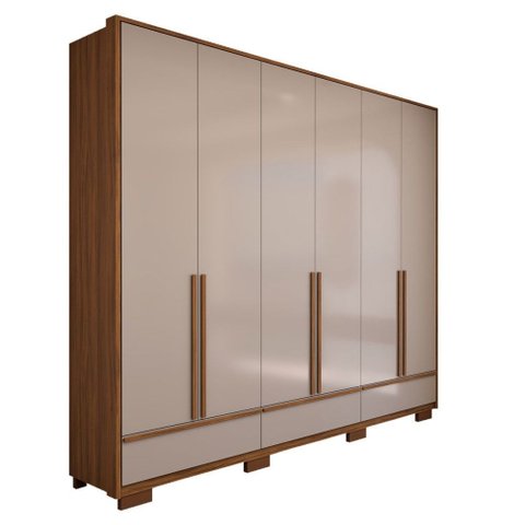 Guarda-roupa Casal Hill 6 Portas 3 Gavetas 100% Mdf Freijó Trend/off White Tx - Panorama Móveis