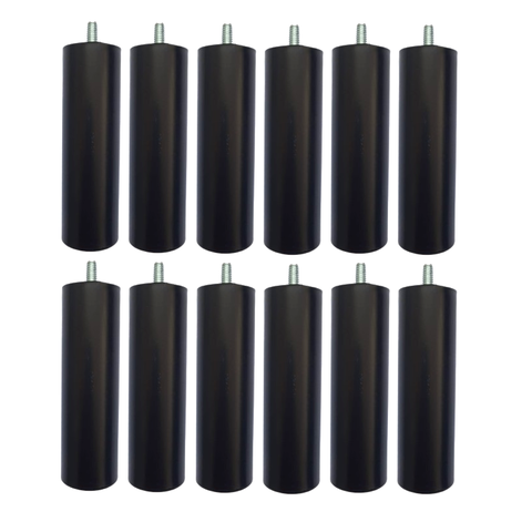 Kit 12 Pés de Cama Box ou Baú Queen King Tubo Preto 13cm