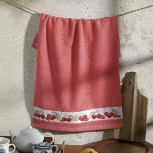 Pano de Copa Felpudo Jacquard Vida 340g/m 45cm X 70cm Döhler Cor:cerejas