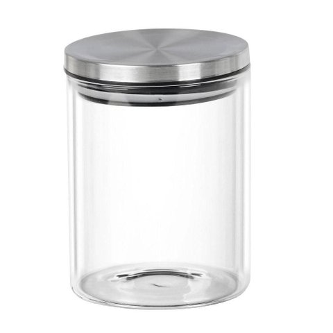 Pote de Vidro com Tampa em Inox Redondo 800ml 125x10cm