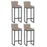 Kit 04 Banquetas Alta Loues Tecido Sintético Bege Com Encosto Para Cozinha Bar Balcão Bistrô P - 1
