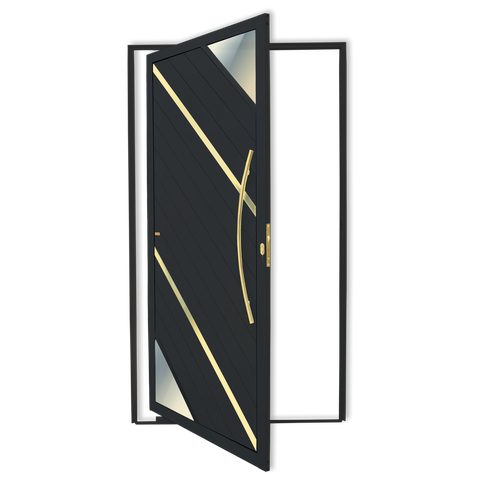 Porta Pivotante Lambril Oasis c/Puxador D. Super Preto Dourado 120 Brimak