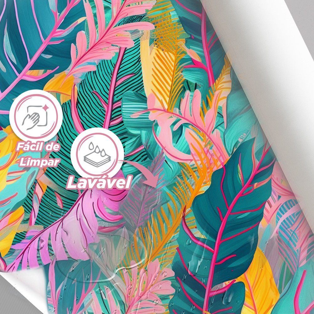 Papel de Parede 3D Painel 2,5M Folhas Tropicais Decoradas Jadim Realista Auto Colante Lavável - 4