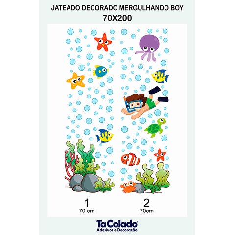 Adesivo Para Vidro Box Banheiro Jateado Decorado Mergulhando Boy Prova D'agua - 1,40 x 2,00m