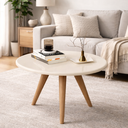 Ver imagem 1 de Mesa de Centro Lívia Redonda com Pés Palito Retrô Decorativa para Sala – Off White