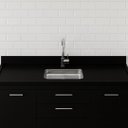 Ver imagem 2 de Pia Cozinha Granito 200cm Preto Aracruz Cuba Inox Funda 14cm:Preto Aracruz