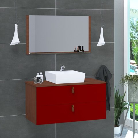 Conjunto Gabinete de Banheiro Berlim 80 Cm