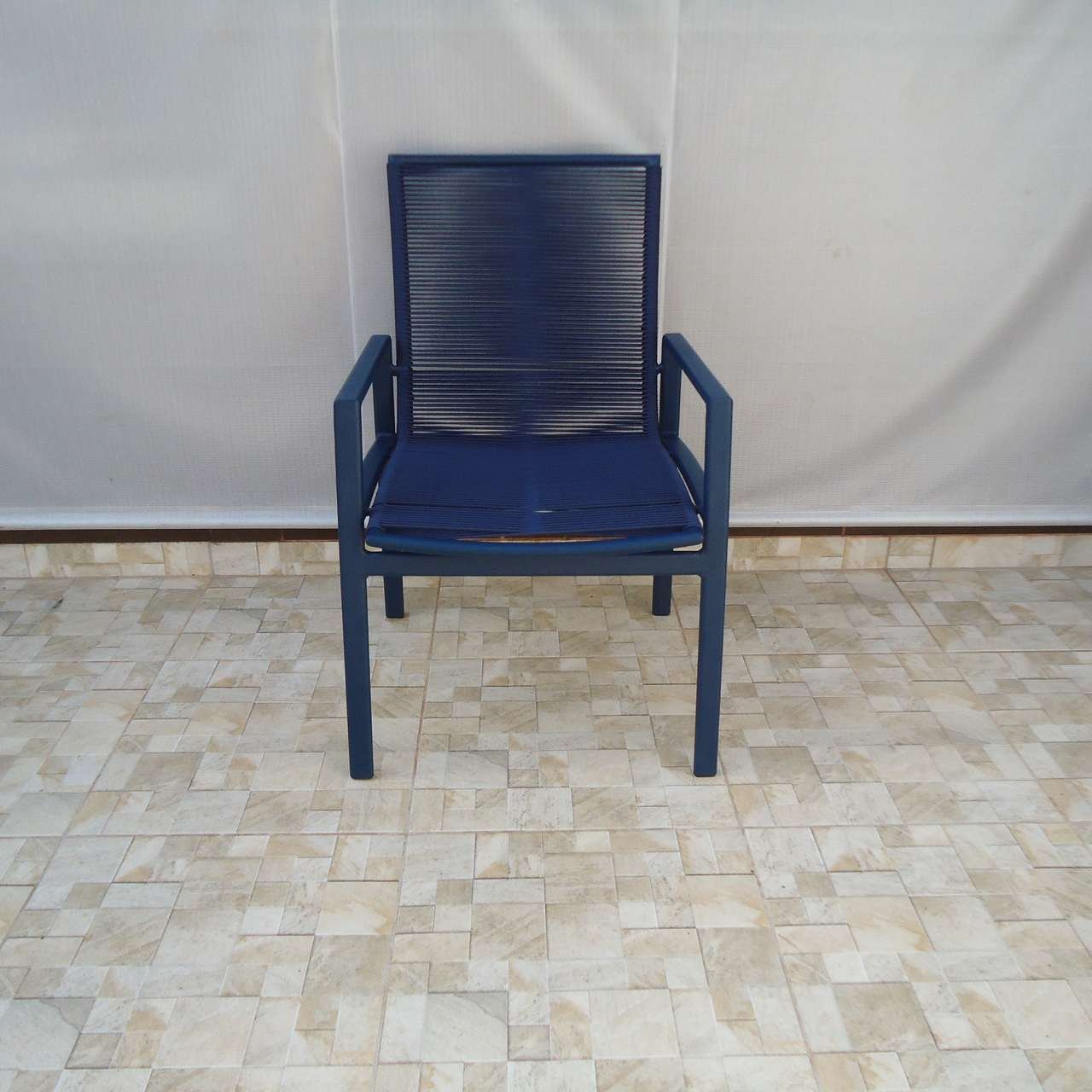 Cadeira Leblon - Alumínio com Corda Náutica - Alumínio Azul Marinho com Corda Náutica em Azul Marinh