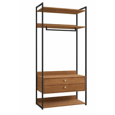 Armário Kappesberg Li047 Estilo Industrial com Cabideiro Preto Canela