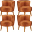 Ver imagem 1 de Jogo 4 Cadeiras para Sala de Espera Tecido Veludo Base Fixa Estrutura Reforçada Pés Retrô