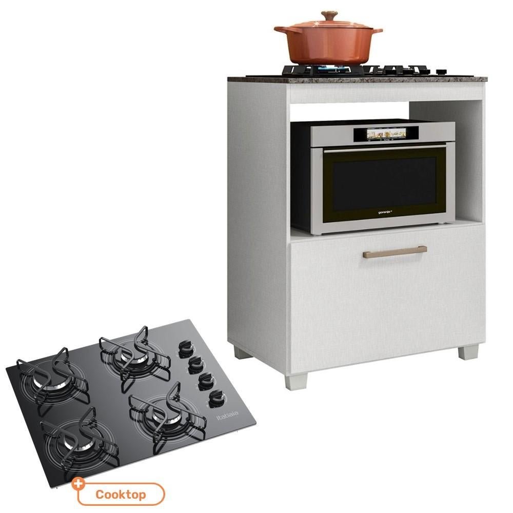 Kit Balcão Cozinha Moob com Cooktop Itatiaia 4 Bocas Preto à Gás Bivolt - 1