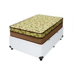 Cama Box Baú Solteiro 88 Tecido Sintético Branco com Colchão de Espuma D33 Tokio Bege - 1 Cama Box Baú Solteiro 88 Tecido Sintético Branco com Colchão de Espuma D33 Tokio Bege - 1