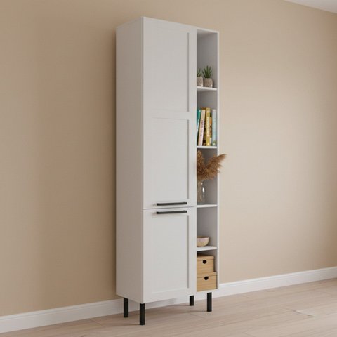 Paneleiro 2 Portas Almofada Americana e 5 Nichos 60cm TM1307 MDF Grazi Branco