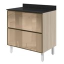 Ver imagem 1 de Balcao com Tampo 2 Gavetoes Vidro MDF 80 cm Kali 1641269 Bianco Toq Nicioli