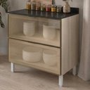 Ver imagem 2 de Balcao com Tampo 2 Gavetoes Vidro MDF 80 cm Kali 1641269 Bianco Toq Nicioli