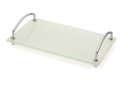 Ver imagem 1 de Bandeja Organizadora de Bancada 15x25cm Vidro Preto Branco:Branco
