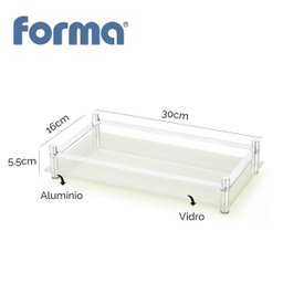 Bandeja Decorativa 16X30cm F. Collection Vidro e Alumínio:Branco - 2