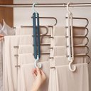Ver imagem 4 de Cabideiro Mágico Organizador Horizontal Ou Vertical Multifuncional Cabide Dobrável 5 em 1