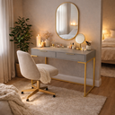 Ver imagem 1 de Penteadeira Branca com Gavetas e Base Dourada Lacasamia