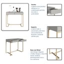 Ver imagem 3 de Penteadeira Branca com Gavetas e Base Dourada Lacasamia