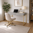 Ver imagem 2 de Penteadeira Branca com Gavetas e Base Dourada Lacasamia