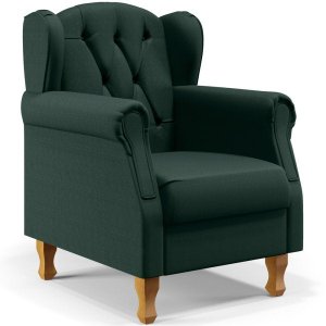 Poltrona Decorativa para Yara P02 Linho Verde Musgo - Lyam Decor