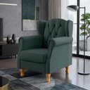 Ver imagem 3 de Poltrona Decorativa para Yara P02 Linho Verde Musgo - Lyam Decor