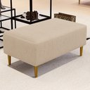Ver imagem 2 de Puff Decorativo Sala de Estar Cléo W01 Pés Palito 90cm Linho Bege Escuro