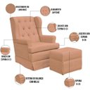 Ver imagem 4 de Poltrona de Amamentação com Balanço e Puff P02 Capitonê Linho Rosê - Lyam Decor