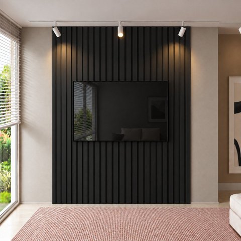 Painel para TV até 65 Polegadas MDF 270cm x 220cm Preto