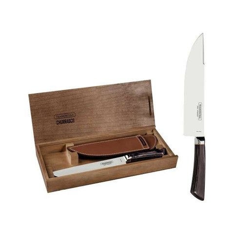 Faca para Carne 8" Campeira C/Bainha de Couro e Estojo de Madeira Tramontina