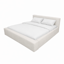 Ver imagem 2 de Cama King Estofada com Cabeceira Alta e Estrutura Reforçada:linho Off White