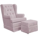 Ver imagem 1 de Poltrona de Amamentação com Balanço e Puff P02 Capitonê Suede Rosê - Lyam Decor