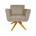 Ver imagem 1 de Poltrona Decorativa Isabela em Tressê Pés Madeira Giratório Suede Capuccino - Ds Estofados