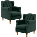 Ver imagem 1 de Kit 2 Poltronas Decorativas para Yara P02 Linho Verde Musgo - Lyam Decor