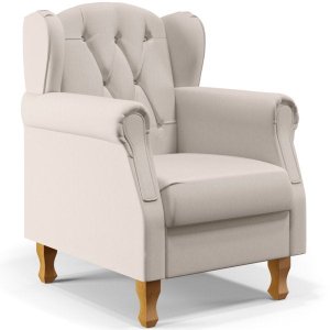 Poltrona Decorativa para Yara P02 Linho Cru - Lyam Decor