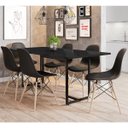 Ver imagem 2 de Mesa de Jantar Maldiva Industrial Preto F01 com 6 Cadeiras Eiffel Charles Eames Preto - Lyam Decor