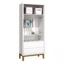 Ver imagem 5 de Guarda-roupa Retrô 2 Portas Classic New Branco Fosco com Madeira - Moveisaqui