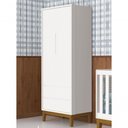 Ver imagem 2 de Guarda-roupa Retrô 2 Portas Classic New Branco Fosco com Madeira - Moveisaqui