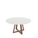 Ver imagem 1 de Mesa de Jantar Redonda C/ Vidro para 6 Lugares Bennett 135 Cm - Natural C/ Off White Fosco