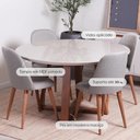 Ver imagem 2 de Mesa de Jantar Redonda C/ Vidro para 6 Lugares Bennett 135 Cm - Natural C/ Off White Fosco