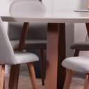Ver imagem 5 de Mesa de Jantar Redonda C/ Vidro para 6 Lugares Bennett 135 Cm - Natural C/ Off White Fosco