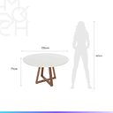 Ver imagem 7 de Mesa de Jantar Redonda C/ Vidro para 6 Lugares Bennett 135 Cm - Natural C/ Off White Fosco