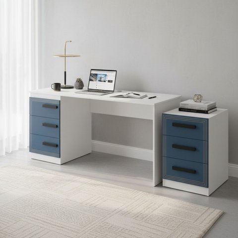 Conjunto de Escritório Escrivaninha 163cm e Mesa Auxiliar 40cm Valência Politorno Móveis