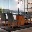 Ver imagem 1 de Sala de Jantar Mesa Olimpia 120 Tampo em Mdf Vidro Canto Copo com 4 Cadeiras Grecia