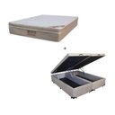 Ver imagem 1 de Cama Box Baú Queen Bipartido 158 Suede Bege com Colchão Ortobom Airtech Spring Pocket D26 Bege 70x15