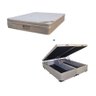 Cama Box Baú Queen Bipartido 158 Suede Bege com Colchão Ortobom Airtech Spring Pocket D26 Bege 70x15 - 1