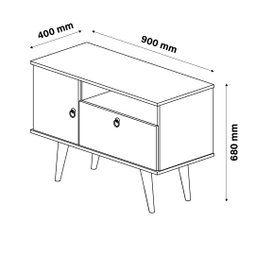 Rack Bancada para Tv até 32 Polegadas com Porta Organizador Sala Retro Yan Branco Acetinado/cumaru - 4