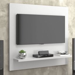 Painel Pequeno para Tv até 32 Polegadas Retro com 1 Prateleira Sala Quarto Yan Branco Acetinado - 2